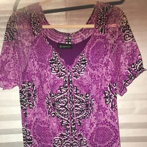 INC Sheer Blouse with Lining, Short Sleeves. Sz XL